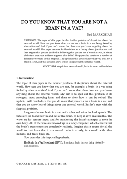 do you know that you are not a brain in a vat?