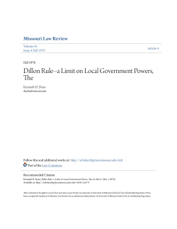 Dillon Rule--a Limit on Local Government Powers, The