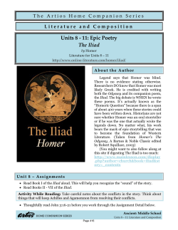 Units 8 - 11: Epic Poetry The Iliad