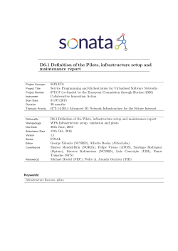 D6.1 Definition of the Pilots, infrastructure setup and