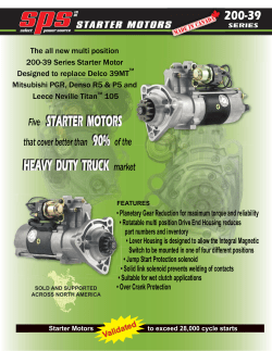200-039-000 "New 200-39 Series SPS Starter Motor"