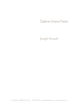 Joseph Kosuth - Galerie Imane Fares