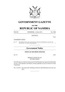 Prevention and Combating of Terrorist and Proliferation Activities Act