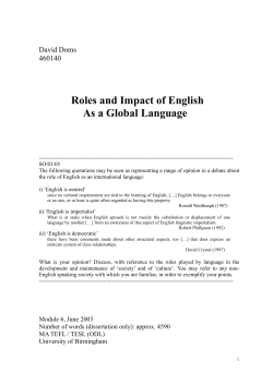 Roles and Impact of English As a Global Language