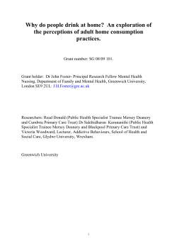 Why do people drink at home - Scottish Addiction Studies On