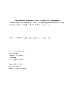 Post-menopausal Women and Exercise for Prevention