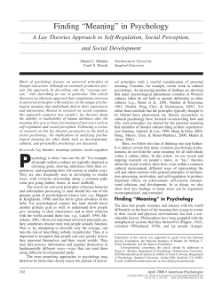 Finding &ldquo;Meaning&rdquo; in Psychology - Psychology