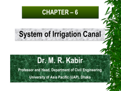 System of Irrigation Canal Dr. MR Kabir