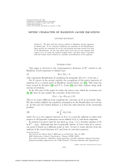 METRIC CHARACTER OF HAMILTON&ndash;JACOBI EQUATIONS