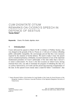 1cum dignitate otium remarks on cicero`s speech in defence of sestius