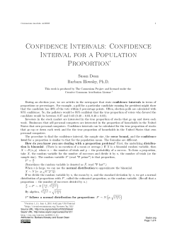 Confidence Intervals: Confidence Interval for a Population Proportion&lowast;