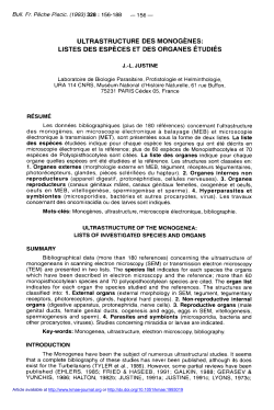 liste des esp&egrave;ces et des organes &eacute;tudi&eacute;s