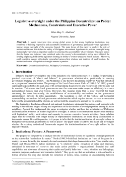 Legislative oversight under the Philippine Decentralization