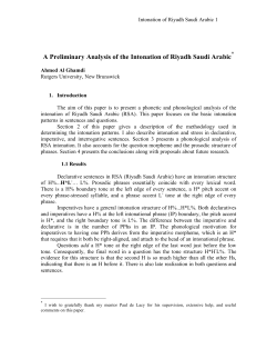 A Preliminary Analysis of the Intonation of Riyadh Saudi Arabic