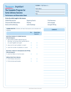 Observation Sheet - Kaplan Early Learning Company