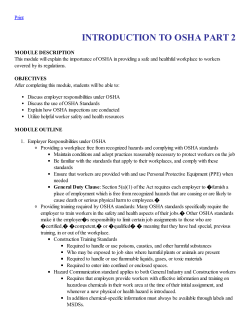 Intro to Part 2 OSHA Fact Sheet