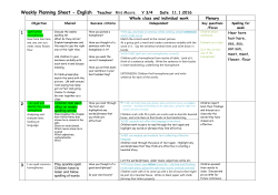 Weekly Planning Sheet - English Teacher Mrs Moore