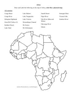 Africa Draw and Label the following on the map of