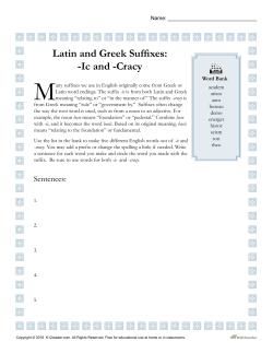 Latin and Greek Suffixes: Ic and Cracy