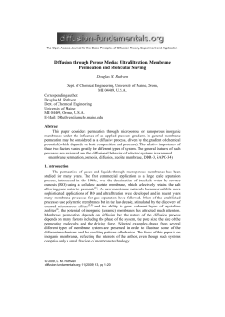 Diffusion through Porous Media: Ultrafiltration, Membrane