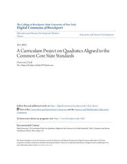 A Curriculum Project on Quadratics Aligned to the Common Core