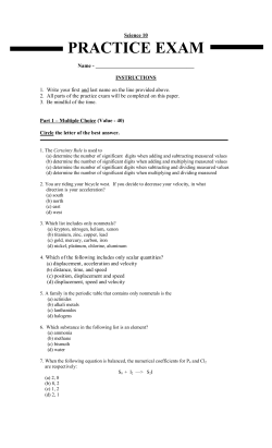 Science 10 Final Exam