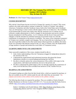 HISTORY 287: The Vietnam War (ONLINE) Summer 2015