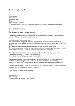 Repairs Sample Letter 1 Your address Your town/city Your postcode