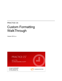 Practice CS Custom Formatting WalkThrough
