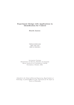 Experiment Design with Applications in Identification for Control