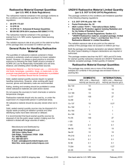 Radioactive Material Exempt Quantities General Rules for Handling