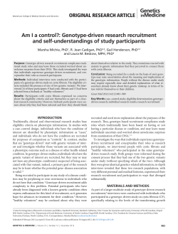 Am I a control?: Genotype-driven research recruitment and