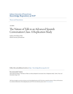 The Nature of Talk in an Advanced Spanish Conversation Class: A