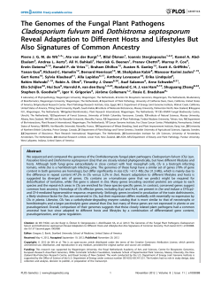 The Genomes of the Fungal Plant Pathogens Cladosporium fulvum