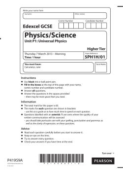 Physics Higher Question Paper March 2013