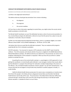 CHECKLIST FOR DEFENDANTS WITH MENTAL