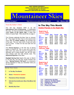 In The Sky This Month - WVU Planetarium