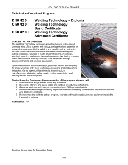 D 50 42 0 Welding Technology &ndash; Diploma C 50 42 0 I Welding