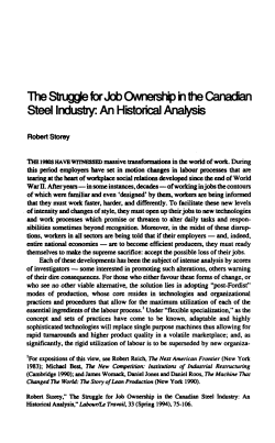 The Struggle for Job Ownership in the Canadian Steel Industry: An