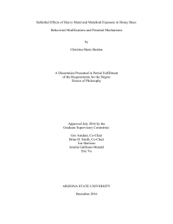 Sublethal Effects of Heavy Metal and Metalloid Exposure in Honey