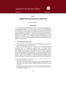 Judge Gorsuch and Free Exercise