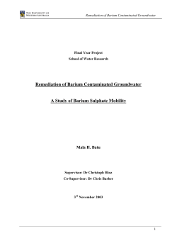 Remediation of Barium Contaminated Groundwater A Study
