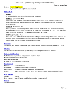 Lesson 5.2.4 &ndash; System of Equations (Elimination Method)