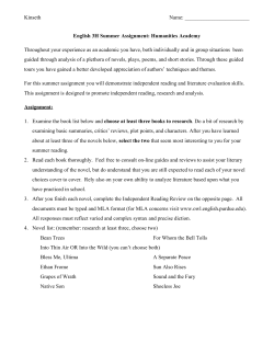 English 3H Summer Assignment