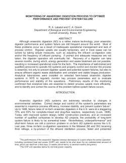 MONITORING OF ANAEROBIC DIGESTION PROCESS TO