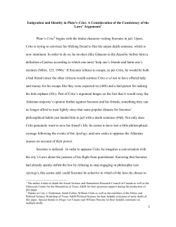 1 Emigration and Identity in Plato`s Crito