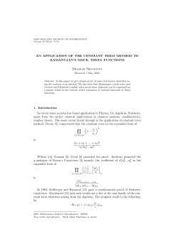 AN APPLICATION OF THE CONSTANT TERM METHOD TO