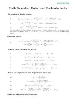 Math formulas for Taylor and Maclaurin series