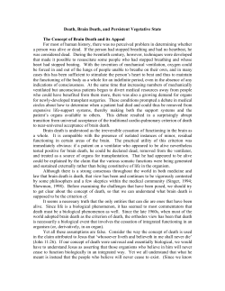Death, Brain Death, and Pesistent Vegetative State