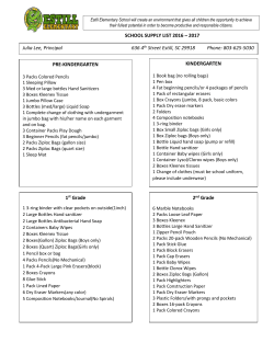 Elementary School Supply List - Hampton County School District 2